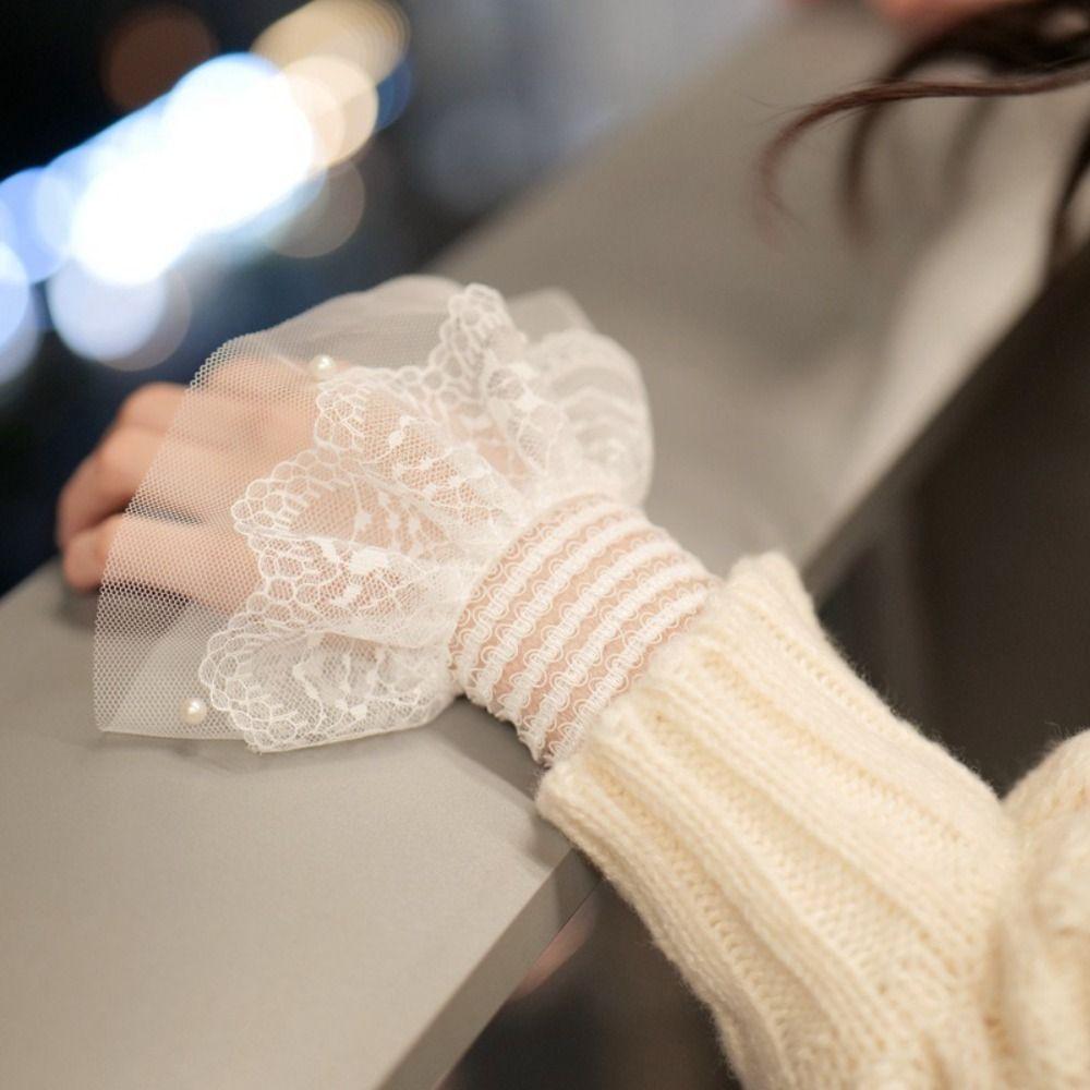 Detachable False Sleeve Cuffs White Black Wrist Cuff New Sweater Cuffs  Nail Art Accessories