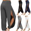 Sommer High Slit Haremhose für Damen Sport Yoga Hose Einfarbig Locker Hippie Harem Weites Bein Hose