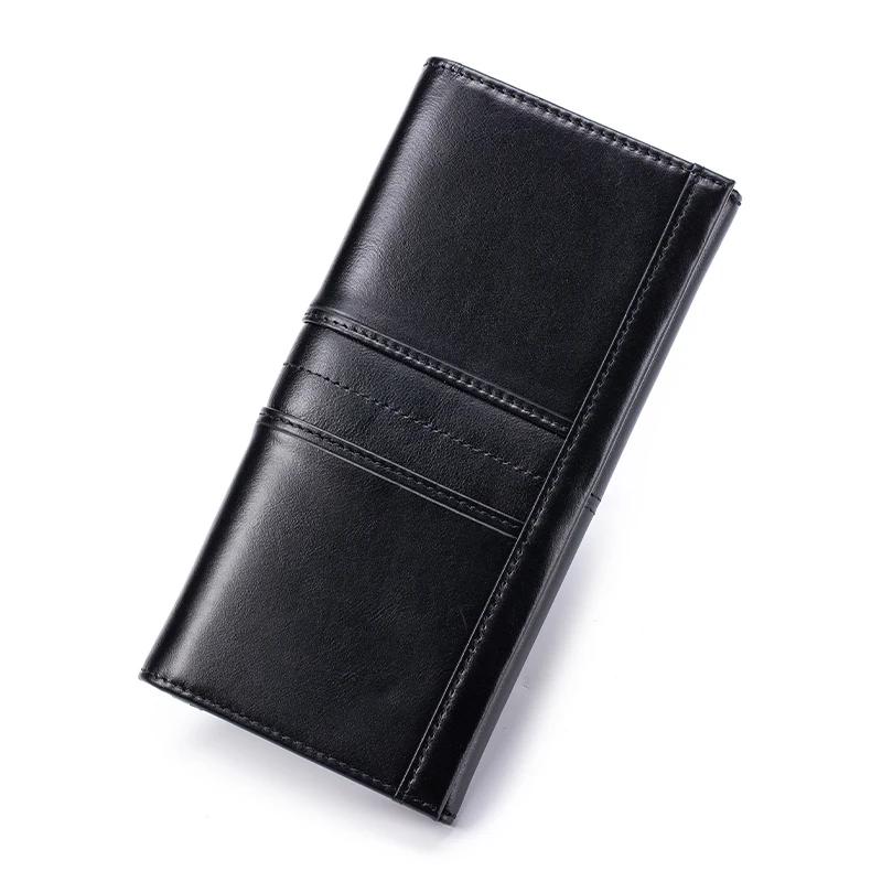 Women Cow Leather Long Wallet RFID Anti-theft Genuine Leather Multi Slot Card Bag Multifunction Fashion Female Coin Purse Large Capacity Clutch