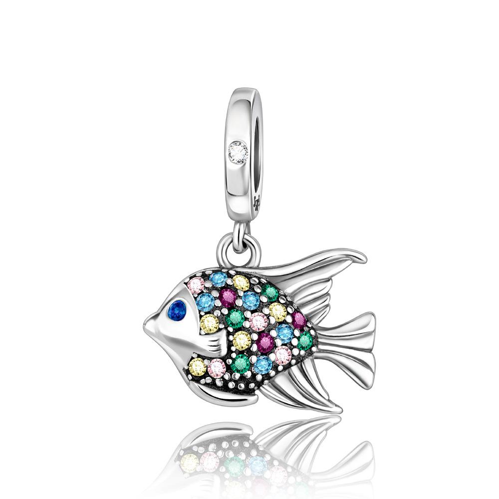 S925 Silver Ocean Fish Shaped Fashion Pendant DIY Handmade Jewelry Accessories