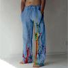 Men's 3D Multi-colored Dye Printed Baggy Casual Trousers,  Elastic Drawstring Waist with Pockets, for Spring Summer Home Outdoor Vacation