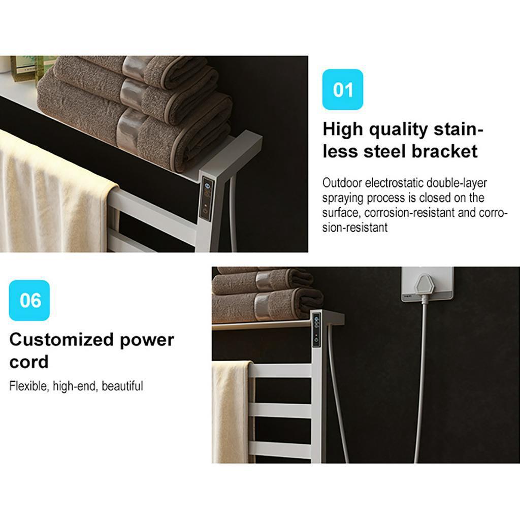 220V / 50Hz Bathroom Fittings Electric Heated Towel Rack Stainless Steel Sterilizing Smart Towel Dryer 70W