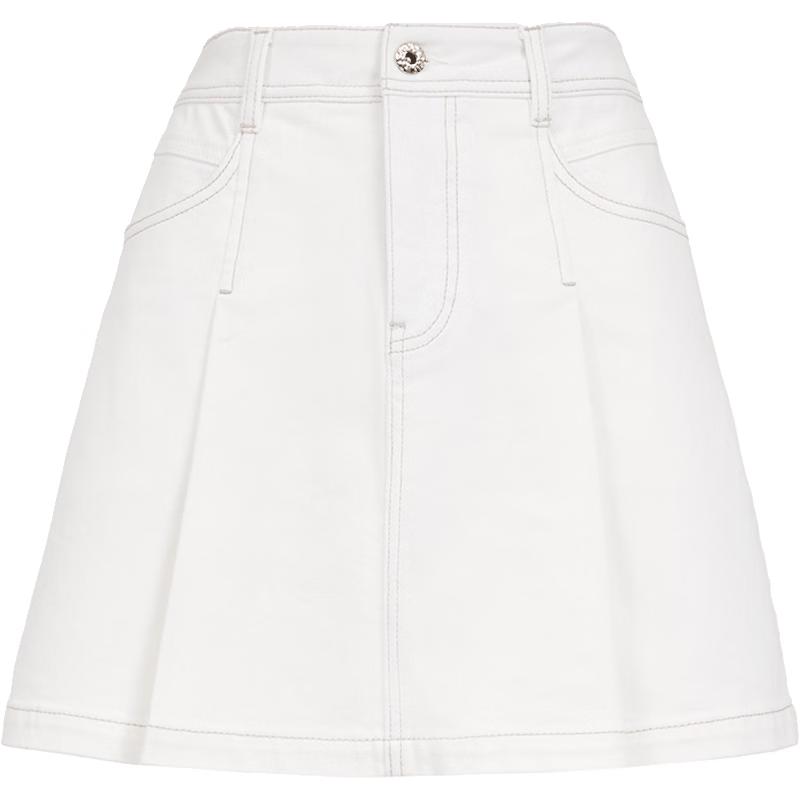 

ONLY A-line Pleated Denim Skirt 10