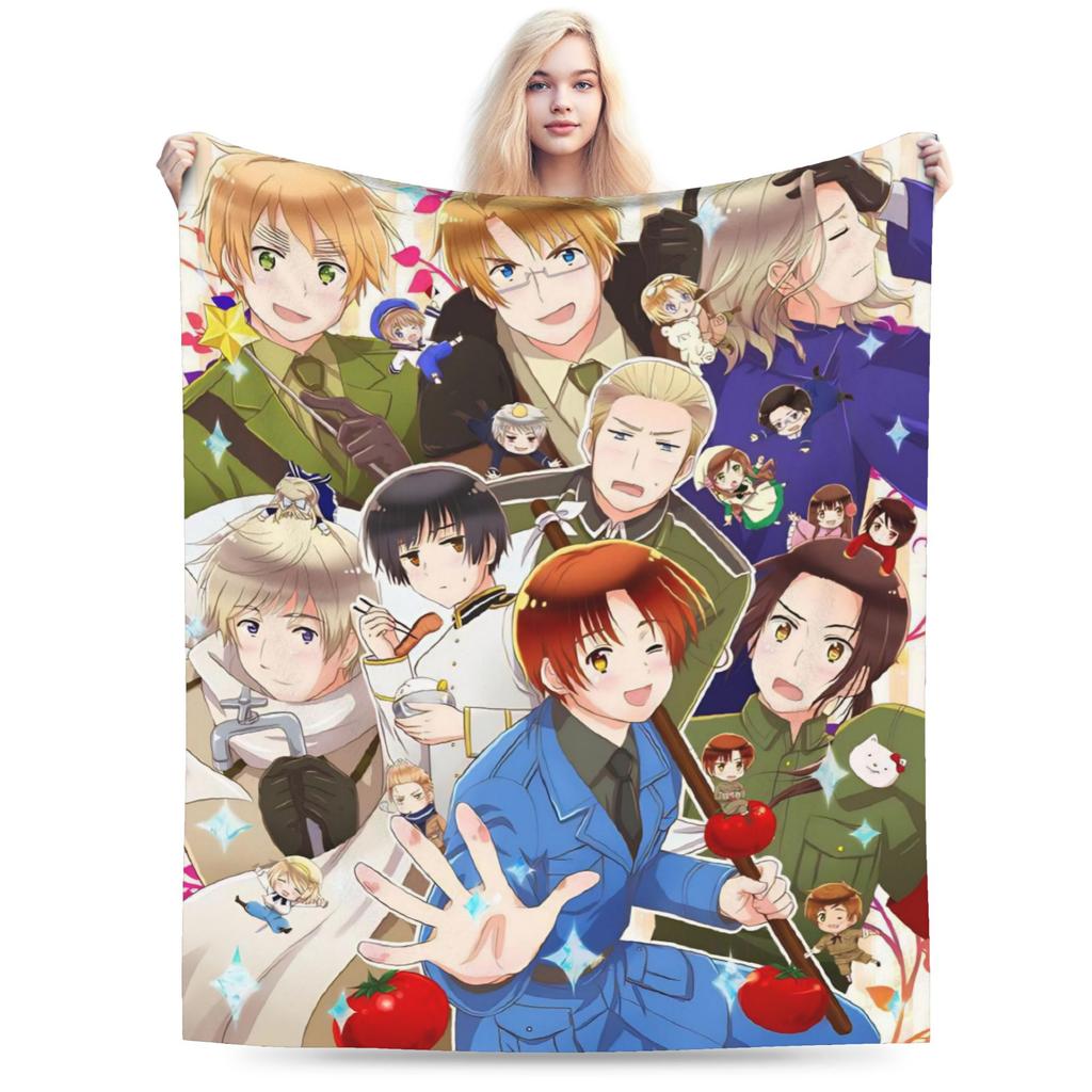Super Soft Hetalia Axis Powers Anime Throw Blanket Premium Flannel Fleece Lightweight Blanket Cozy Plush Blankets All Season Use