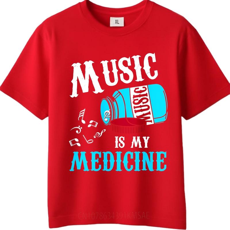 

Brand Summer Unisex Tshirt Music Is My Medicine Bottle With Notes Short Sleeve Rock Crew Neck Tee Shirt Cotton Tshirt For Men S