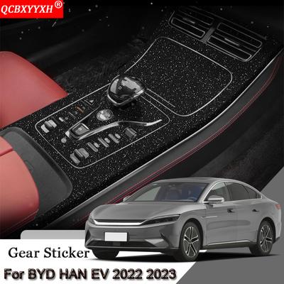 Car Interior Sticker For BYD HAN EV 2022 2023 Car Gear Panel Sticker Gear Box Protective Film Carbon Fiber Black Car Accessories