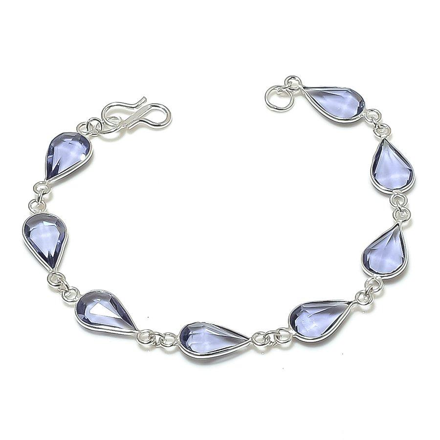 

Natural Amethyst Gemstone Handmade 925 Sterling Silver Bracelet 7-8 ASB-2944