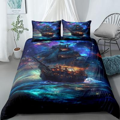 Segeln durch die Galaxie Abstraktes Bettbezug-Set UK Einzel Doppel Queen US Twin Full King Größe Bettwäsche-Set