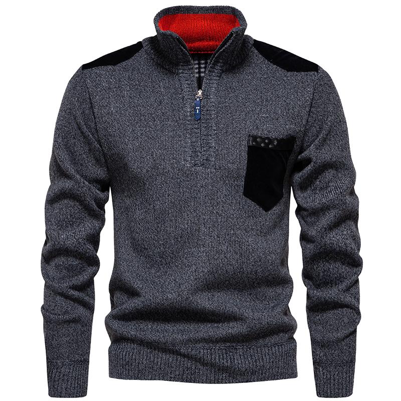 2025 Men Autumn Winter Warm High Neck Sweater Korean Casual Pullover Solid Color Slim Fit Jacket Men Knitted Hig-hquality Fashion Top