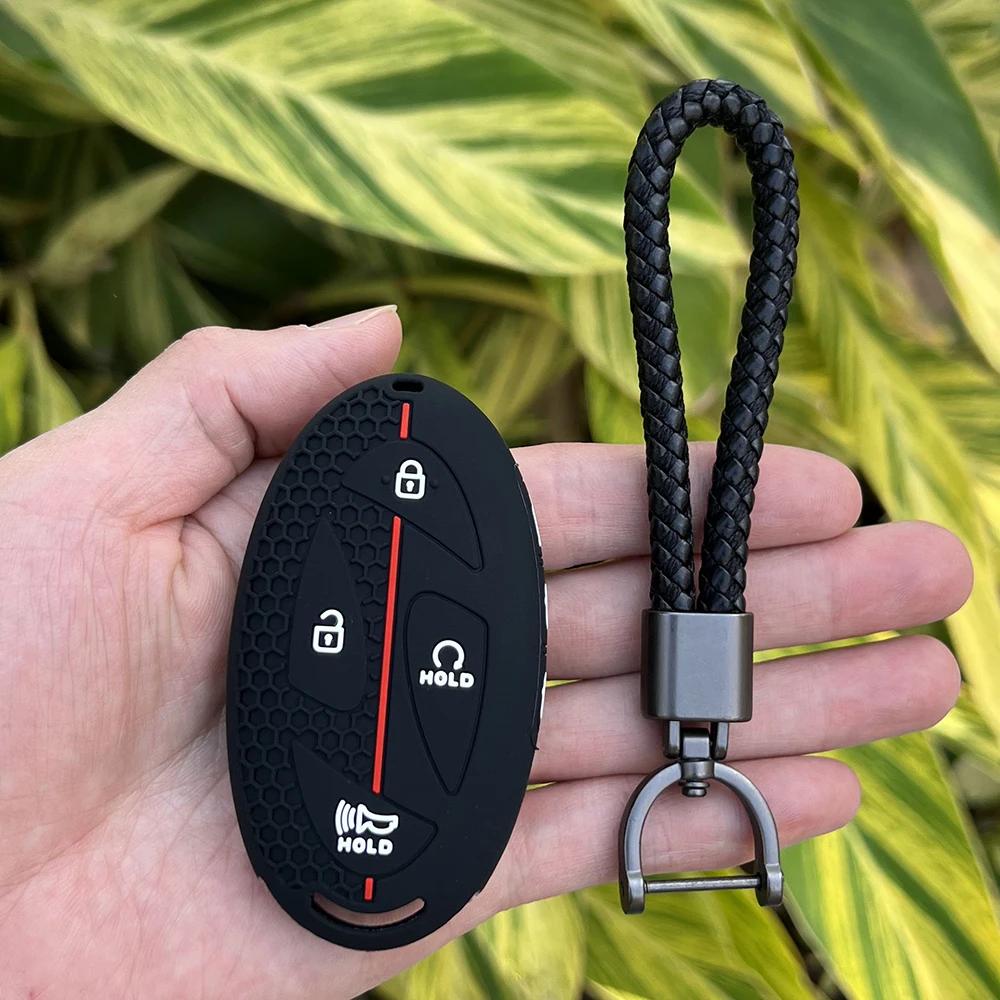 Silicone Car Key Case Holder Shell Soft Remote Cover Protector For Hyundai Ioniq 6 Grandeur Gn7 Kona Ev  Lonic 6 Keychain
