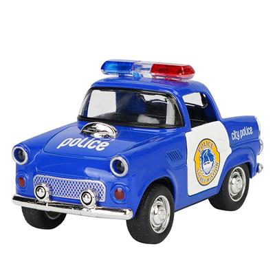 1/38 Modello di auto in lega Q Edition Retro Mini Diecast e veicoli della polizia giocattolo Simulazione Piccola auto Giocattoli Collezione Regali per bambini