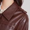 Sanpowa Women's Slim-Fit Long Sleeve Faux Leather Jacket