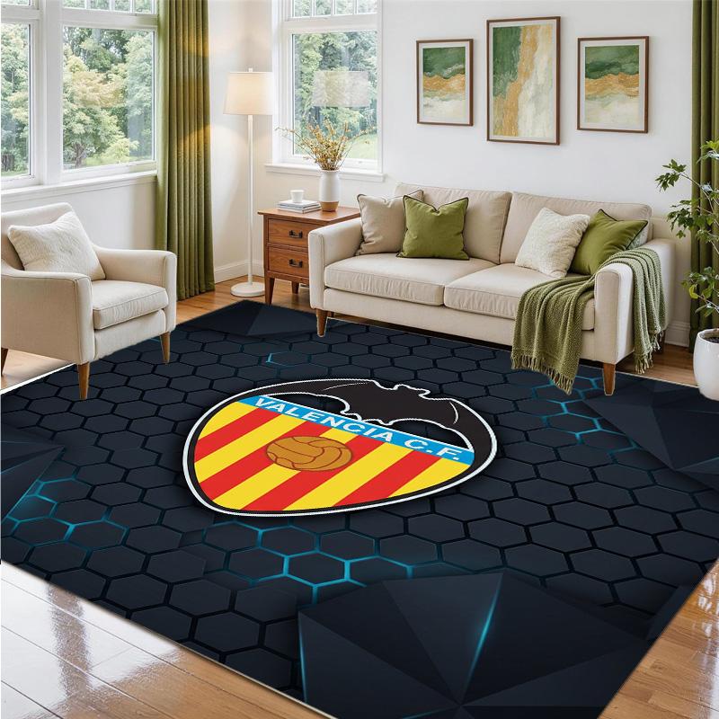 Valencia FC Design Crystal Velvet Rug Soft Decorative Mat for Bedroom Entrance
