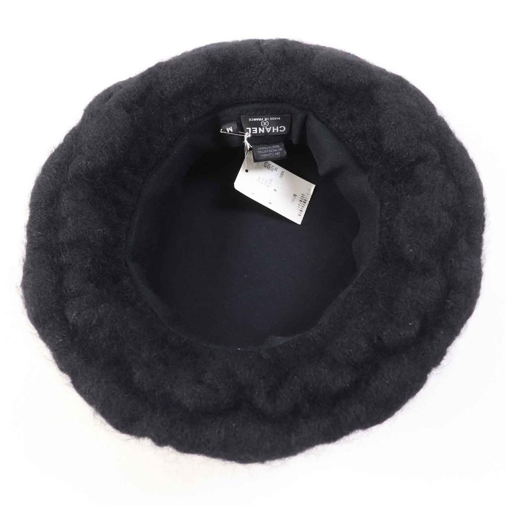 Excellent CHANEL hat With COCO Mark black mohair Women M Used