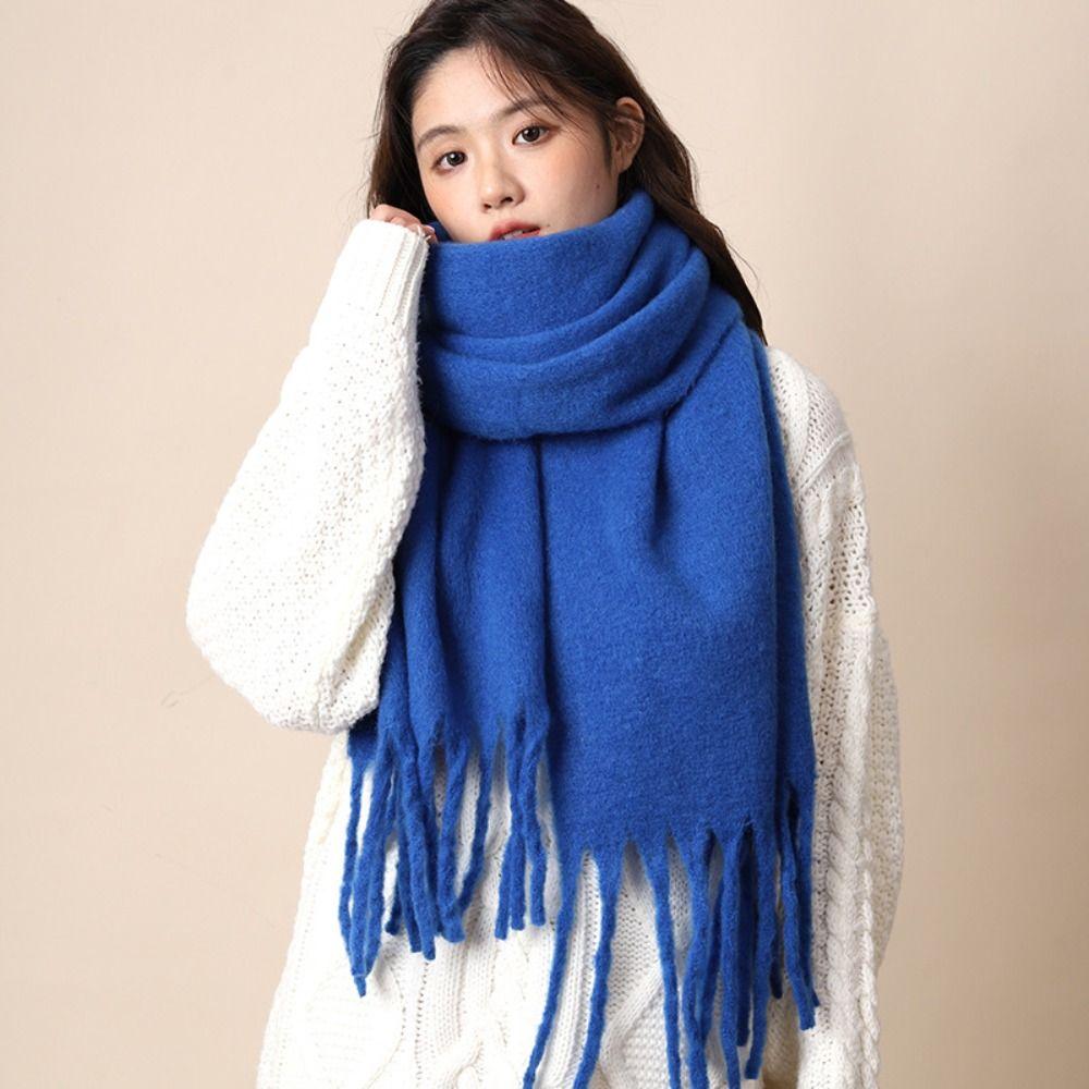 Mohair Winter Wool Scarf Plush Long Shawl Elegant Winter Cashmere Scarves  Girl