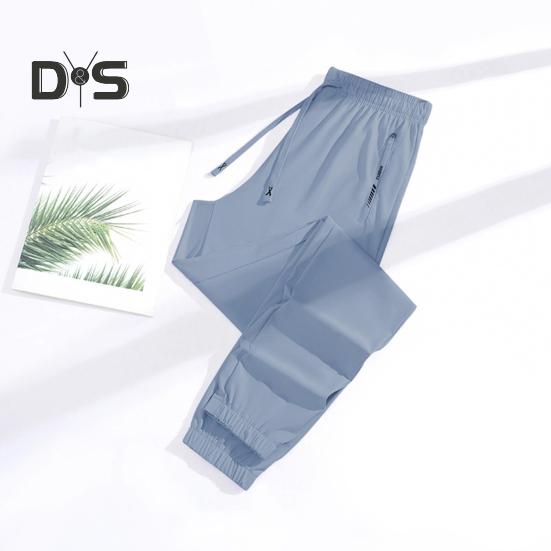 Unisex-Stretch-Schnelltrocknungshose aus Eisseide, Sport-Stretch-Aktivhose, Kordelzug, lässiger Baggy-Jogger mit Taschen für Wanderreisen
