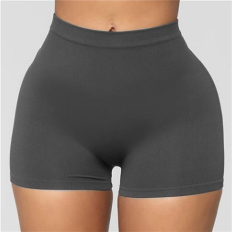 Damen Sexy Skinny High Waist Stretch Shorts Sommer Einfarbig Yoga Kurzhose