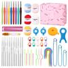 59pcs Complete Knitting Crochet Craft Kit for Adult All-in Starter Set with Yarn Needles Hooks Measuring Tape Scissors-like Tool
