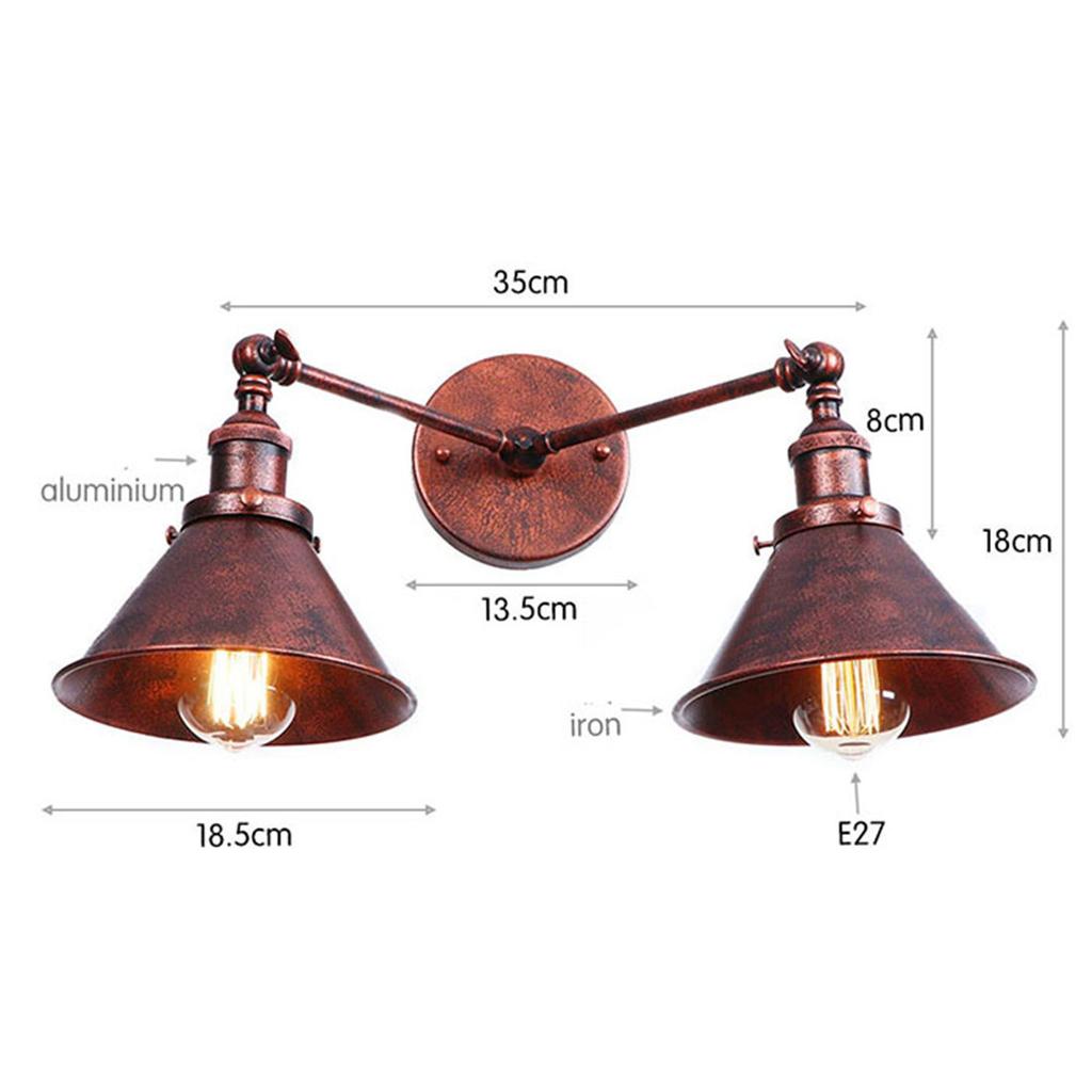 Vintage 2-Lights Wall Light Industrial Black Red Bronze Wall Sconce E27 Metal Shade Vanity Lamp Bathroom Mirror Lighting