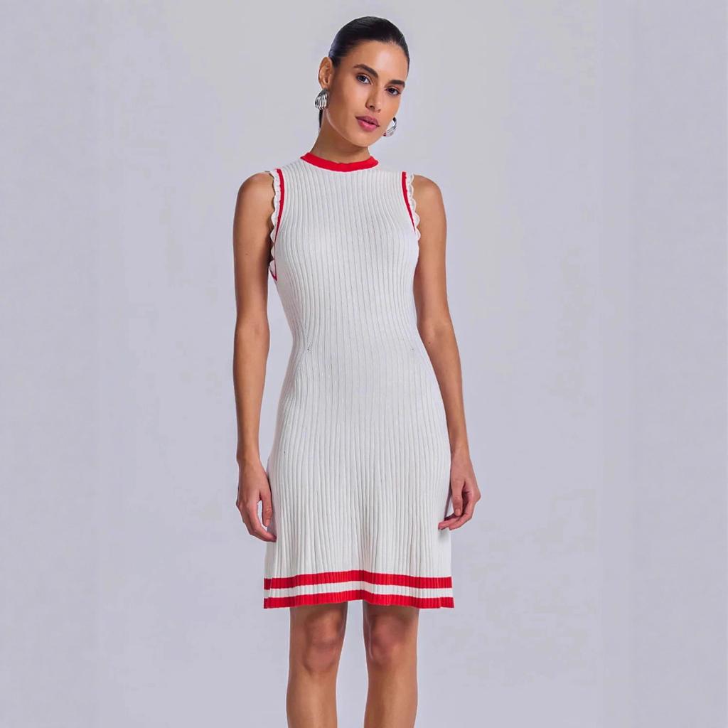 2026 Spring and Summer New European and American Skirts, Short Women's Clothing Temperament Casual Versatile Contrasting Color Knitted Dress Women