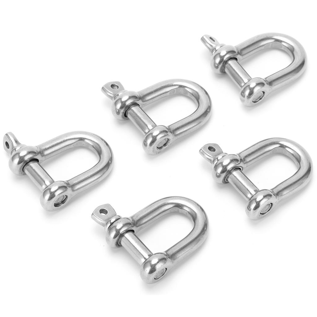 5PCS D Shackle with Screw Pin Stainless Steel 304 Heavy Duty for Chains Wirerope Lifting