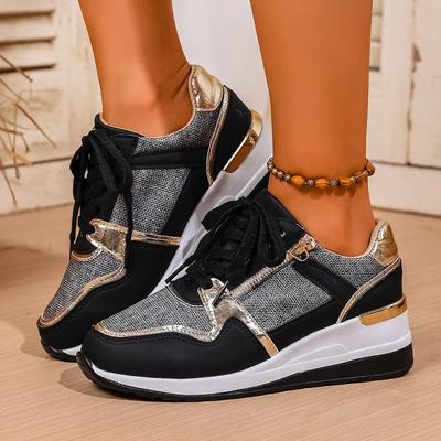 Ladies Outdoor Running Comfortable Shoes 2025 Women Sneakers Platform Shoes Leather Patchwork Casual Sport Lightweight Shoes