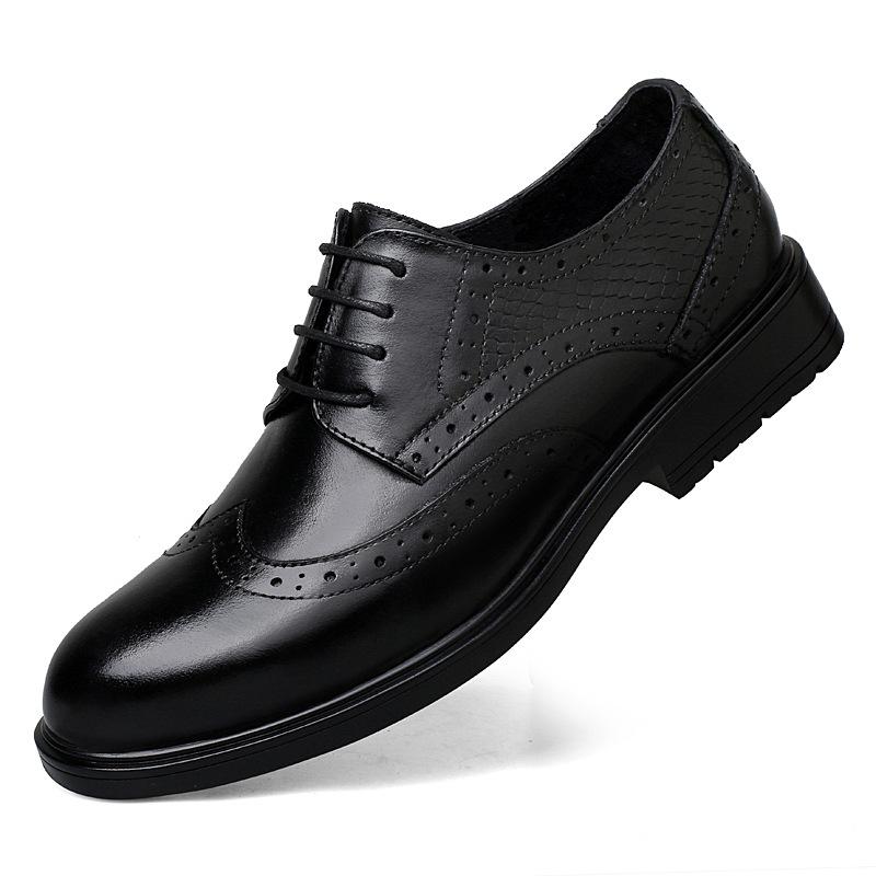 Men s Genuine Leather Brogue Shoes - Top Layer Cowhide, British Style, Soft Sole, Pointed Toe, Casual Design. 41