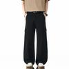 Solid color simple trendy brand semi-elastic tooling casual pants men's American loose drape wide-leg pure cotton small scimitar pants