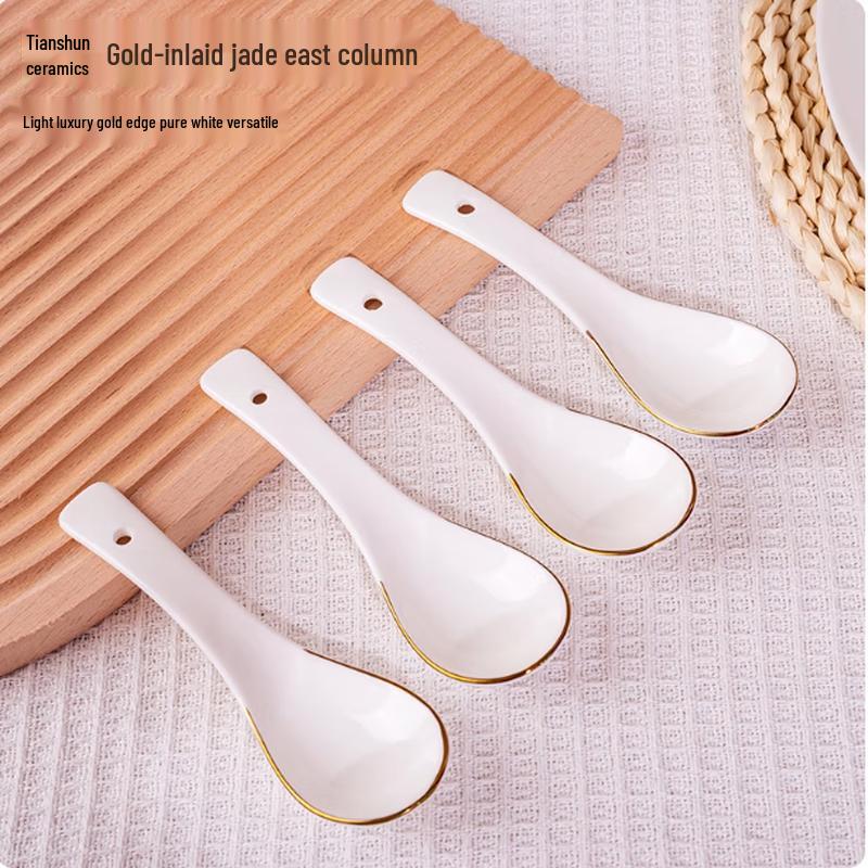 Керамические маленькие ложки TaiShun с золотым ободком (10-Pack)