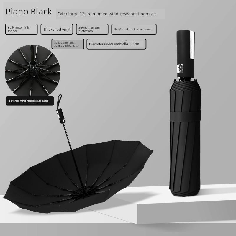 Fully Automatic, Extra-Large, Thickened, Reinforced, Storm-Resistant, Dual-Purpose Sun and Rain Umbrella, Uv Protection Sunshade Umbrella for Men and