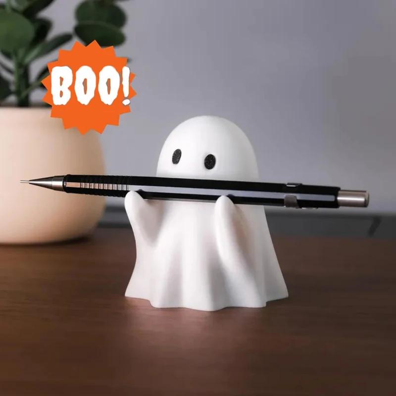 1pc Ghost Pen Holder-Cute Resin Desktop Organizer for Office & Home, Halloween Decor Creative Gift, Funny Stationery Stand