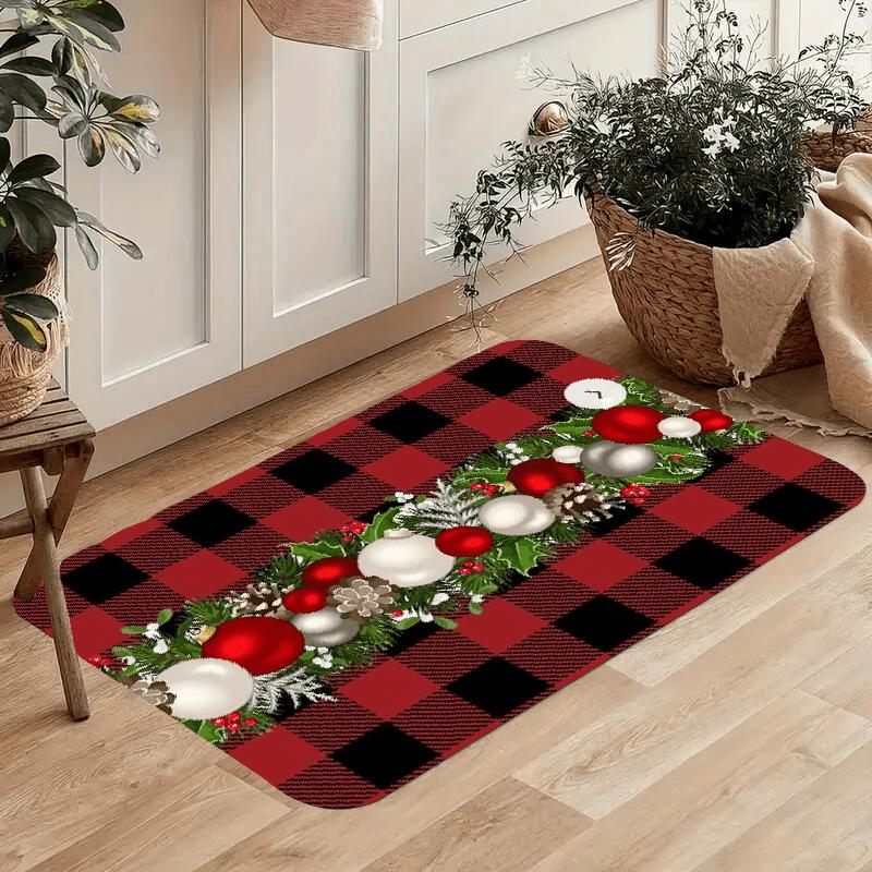 1Pcs Anti Fatigue Kitchen Rug  Merry Christmas BalloonWaterproof Non-Slip Thick Cushioned Kitchen Mat Heavy Duty Comfort Standing Mat for Kitchen