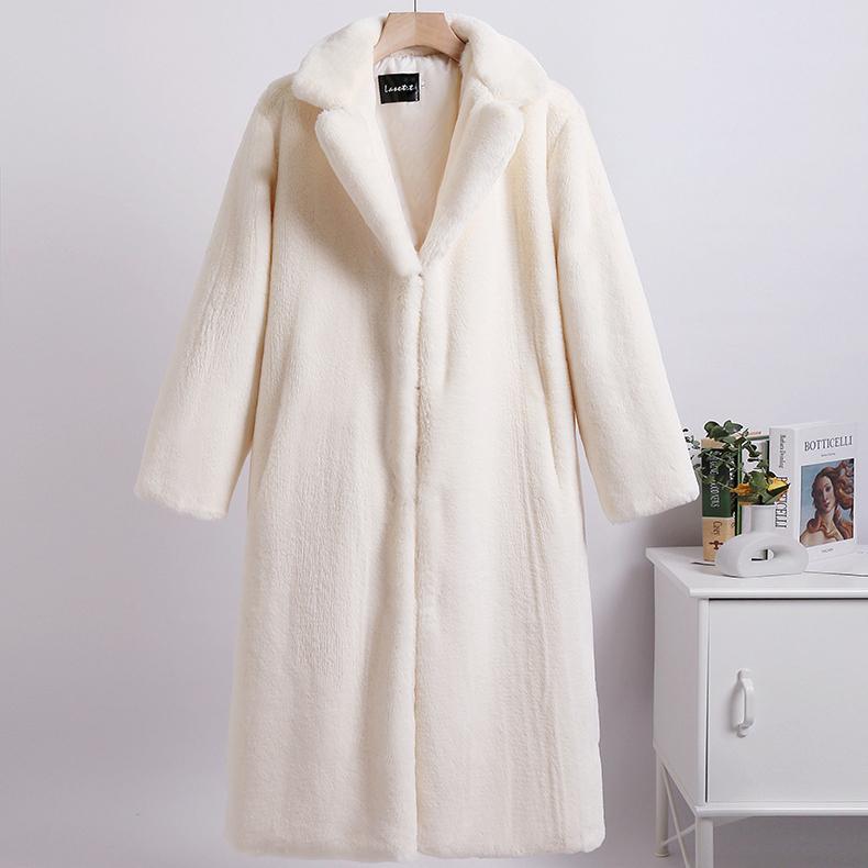 Solid Plush Winter Coats Women Long Lapel Faux Fur Jacket Fluffy Luxury Artificial Fur Jacket Teddy Female Fake Natural Fur Coat Women