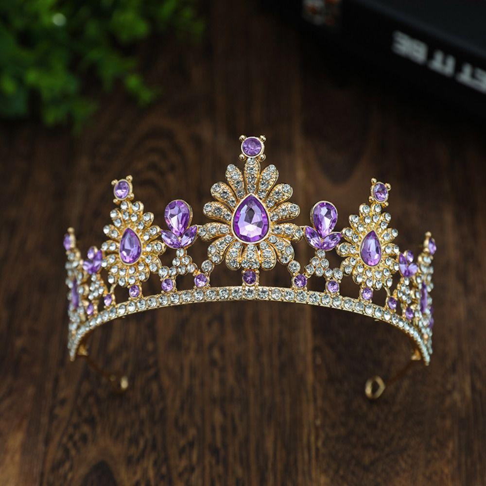 Multicolor Bridal Crown Luxury Queen Princess Tiara Baroque Pageant Crown Hair Dress Accessories