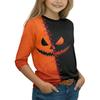Kids Casual Long Sleeve T-Shirt with Halloween Print Round Neck for Party Costume