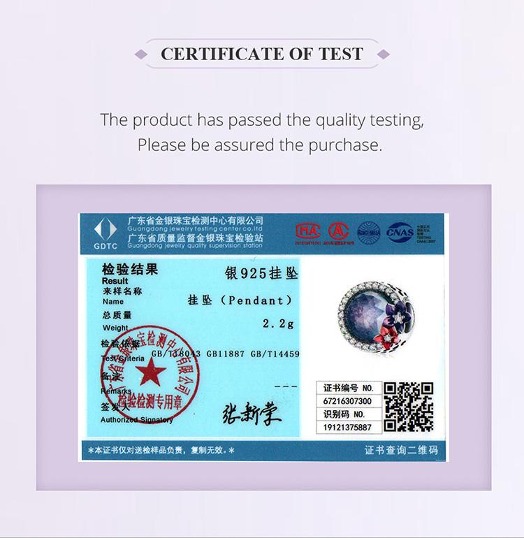 WOSTU 925 Sterling Silver Purple Bright Flowers Charms for Making Bracelet or Bangle DIY Jewelry