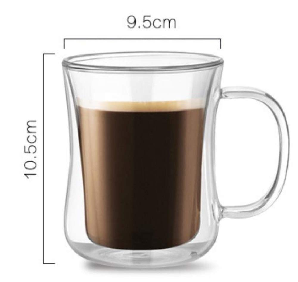 Morning Place Double-Walled Glass Mugs, Heat-Resistant, Slender Cups (Set of 2)