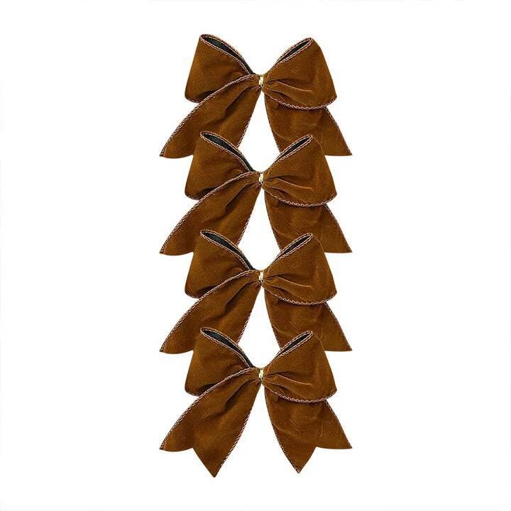 1/4/12pcs Christmas Bow Decoration DIY Red Fabric Christmas Tree Wreath Decoration Bow Hanging Front Door Xmas Decoration