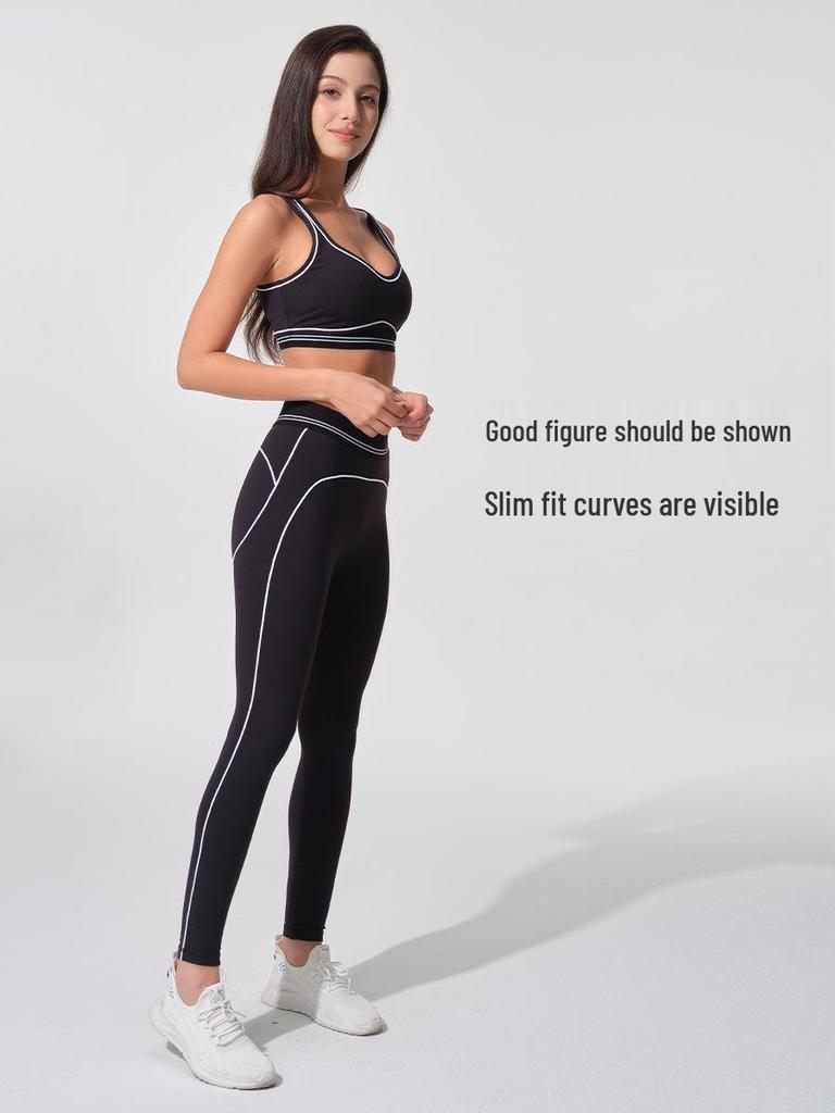 Women's Color-Block Sports Yoga Set: High-Intensity Sports Bra & High-Waisted, Hip-Lifting Yoga Pants