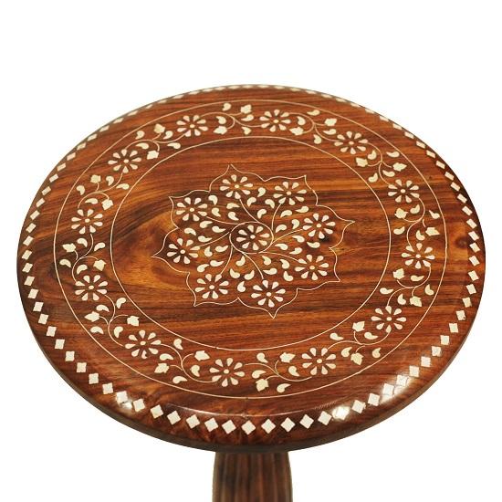 60.96cm Wooden Round Beautiful Design Carved Side Table Coffee  Table Outdoor Table