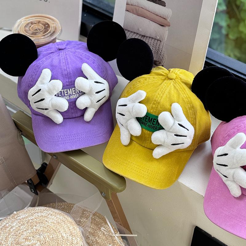 Original homemade cartoon cover face Mickey parent-child baseball cap polished cotton children's cap outdoor outing hat