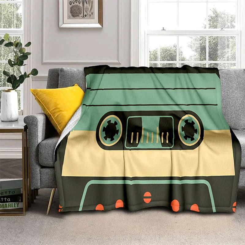 3D Music Cassette Tape Retro Pattern Blanket,Soft Throw Blanket for Home Bedroom Bed Sofa Picnic Travel Office Cover Blanket Kid
