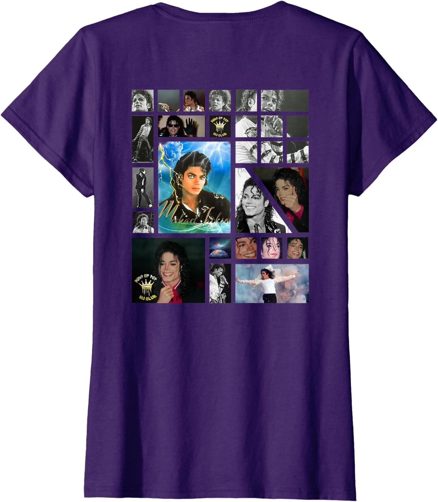 Michael Jackson Inspired Collage On Back Ladies Crewneck T-Shirt XXL