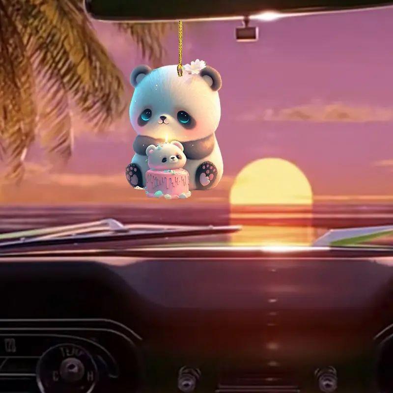 2d Acrylic Playful Bear Hanging Charm For Car Interior Accessory Travel Ring Key