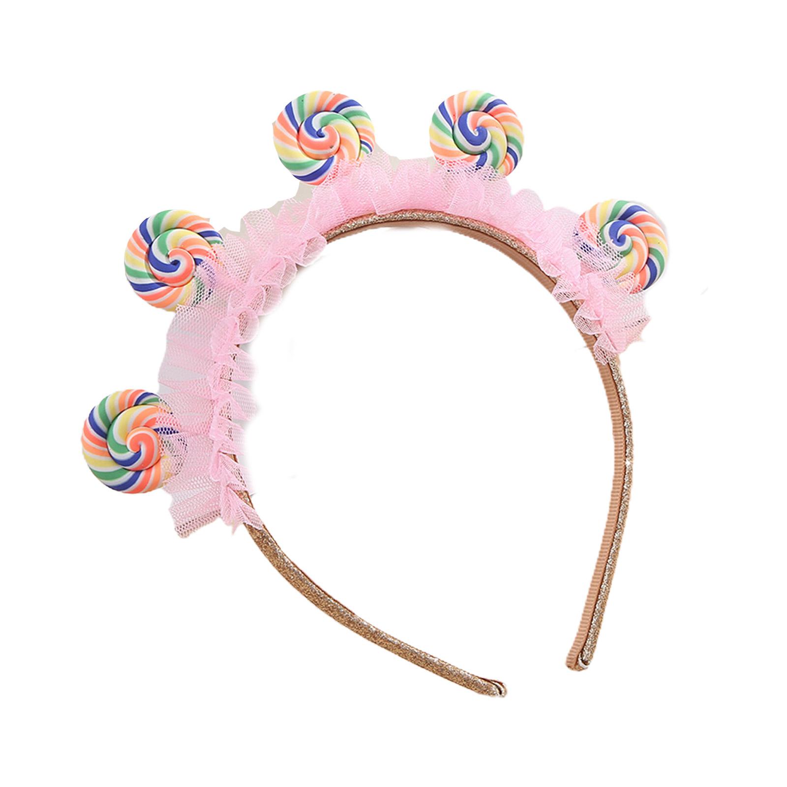 

Pleated Lace Lollipop Shape Headband Lovely Hair Hoop Spring Performances Headpiece Christmas Presents for Couple Kids