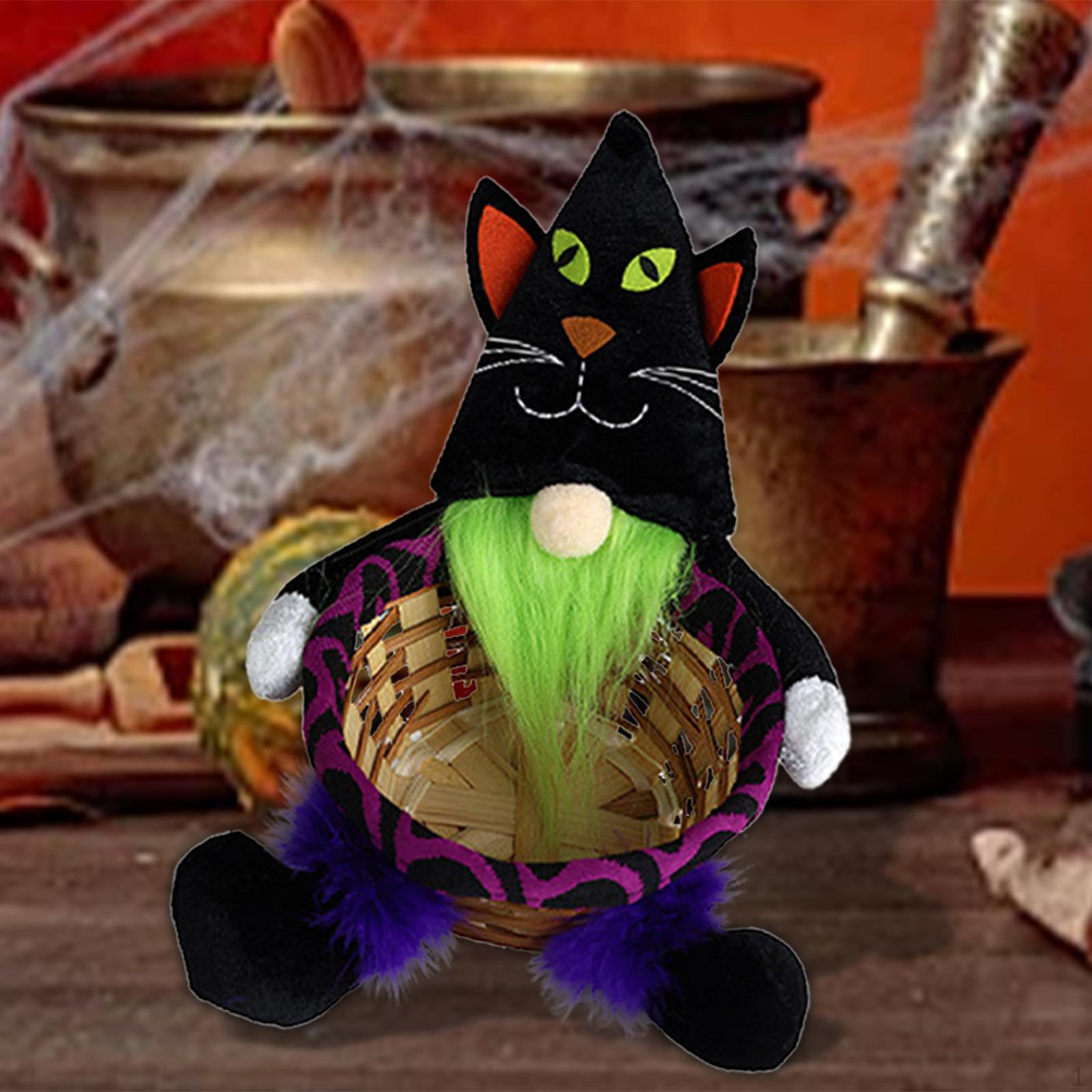 

Корзина для хранения сладостей на Хэллоуин, органайзер для игрушек, портативная, стильная, плетеная Black Cat