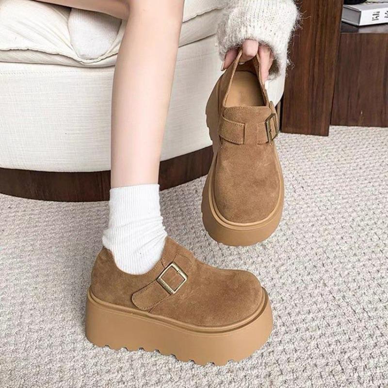 Height-increasing thick-soled muffin autumn new pedal small retro single shoes