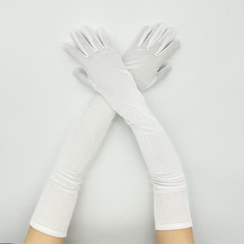 Winter Long Thickened Golden Velvet Gloves Stage Performance Etiquette Costume Gloves 1920S Vintage Prom Gloves