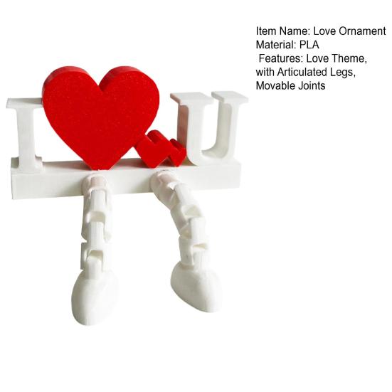 I Love U Figurine with Articulated Legs Movable Joints Love Heart Fidget Toy Wedding Party Desktop Decoration Ornament Valentine's Day Romantic Gift