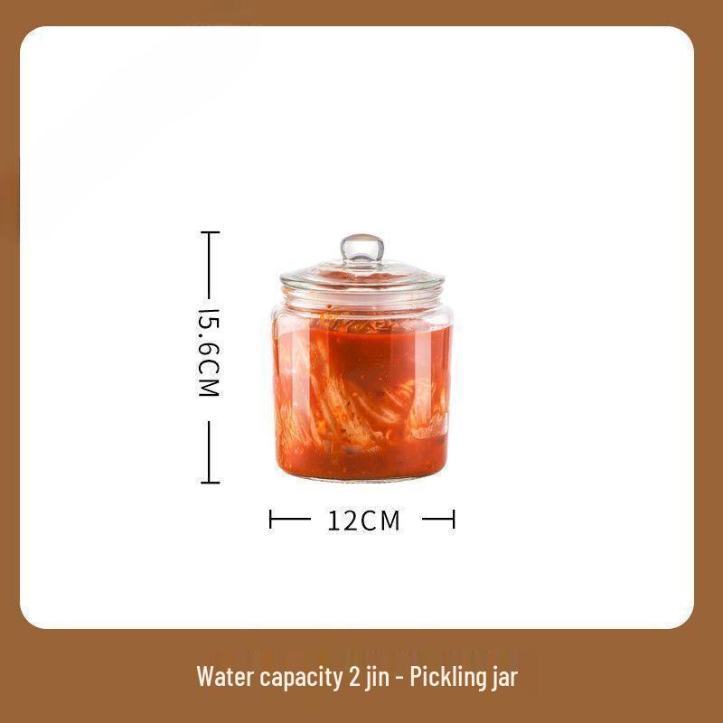 Kimchi Jar - Thick Glass Pickle Jar for Vegetables, Laba Garlic, Waterproof & Sealed